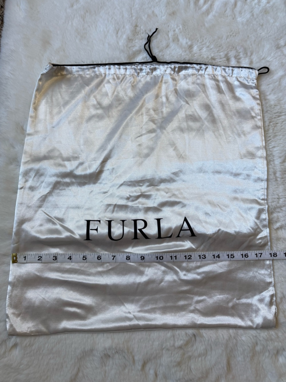 Furla White Satin Logo Drawstring Dust Bag